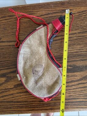Vintage Wine Bota Red-Trimmed Leather & Suede Canteen Bag